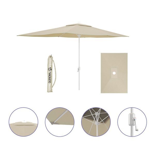 Marbueno Ombrellone Acciaio 6 stecche D200x300 cm Poliestere Beige Giardino, Piscina e Terrazza 10192 Sale