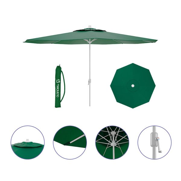 Marbueno Ombrellone Acciaio 8 Steli D300 cm Poliestere Verde Giardino, Piscina e Terrazza 10190 For Cheap